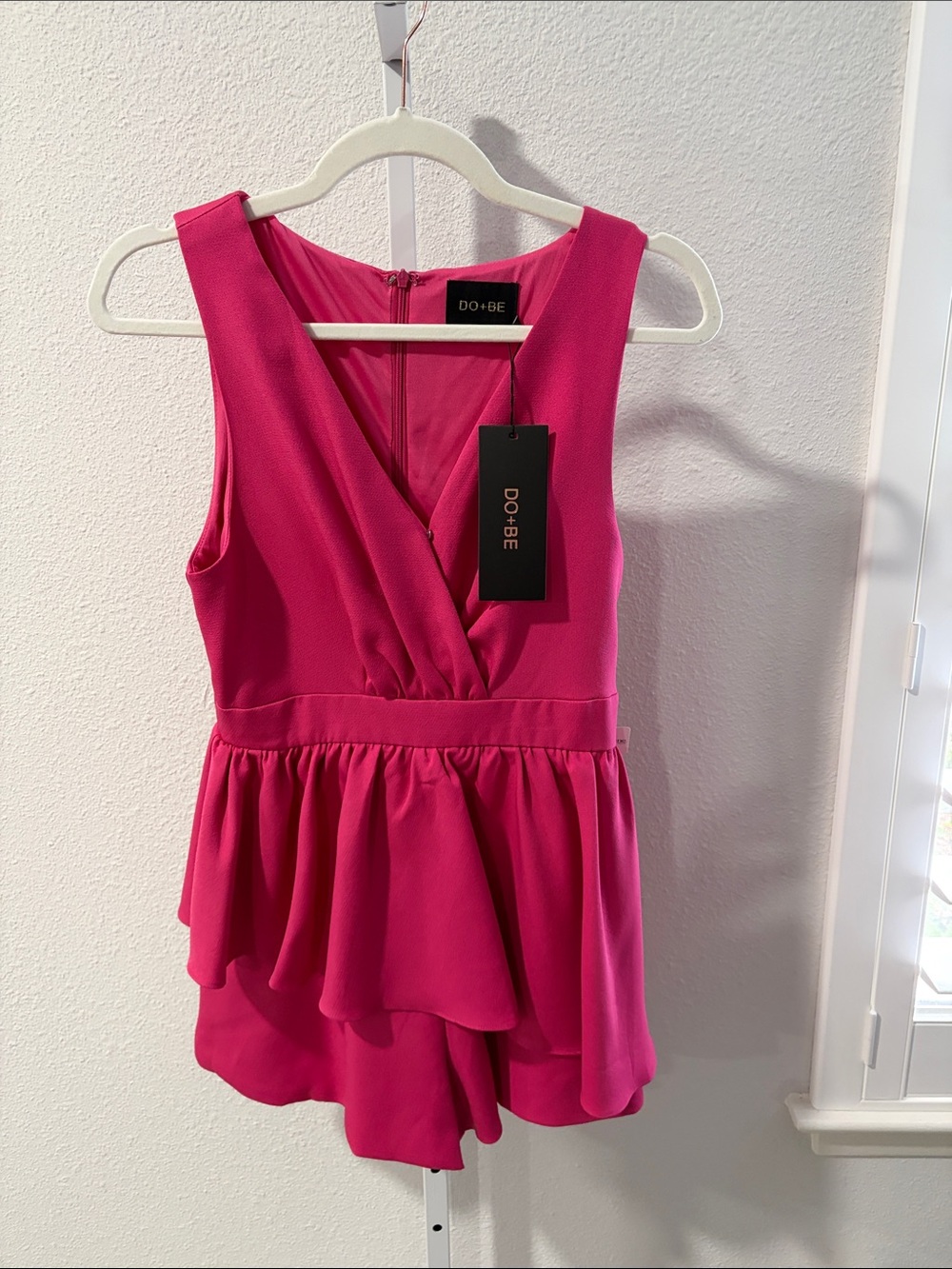 DO+BE Bright Fuchsia V-Neck Peplum Romper